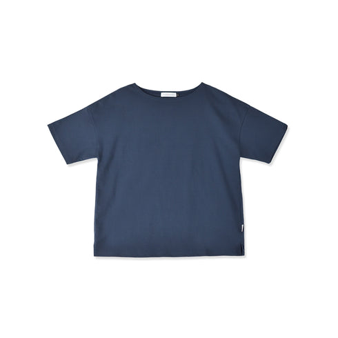 【日本製】 tシャツ メンズ 半袖 厚手 ボートネック 大きいサイズ 綿100% ハードコットン 無地 ネイビー(FL23SS-015M-na)